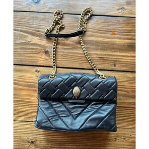 Kurt Geiger London Kensington Black Quilted Leather Eagle Head Shoulder Bag